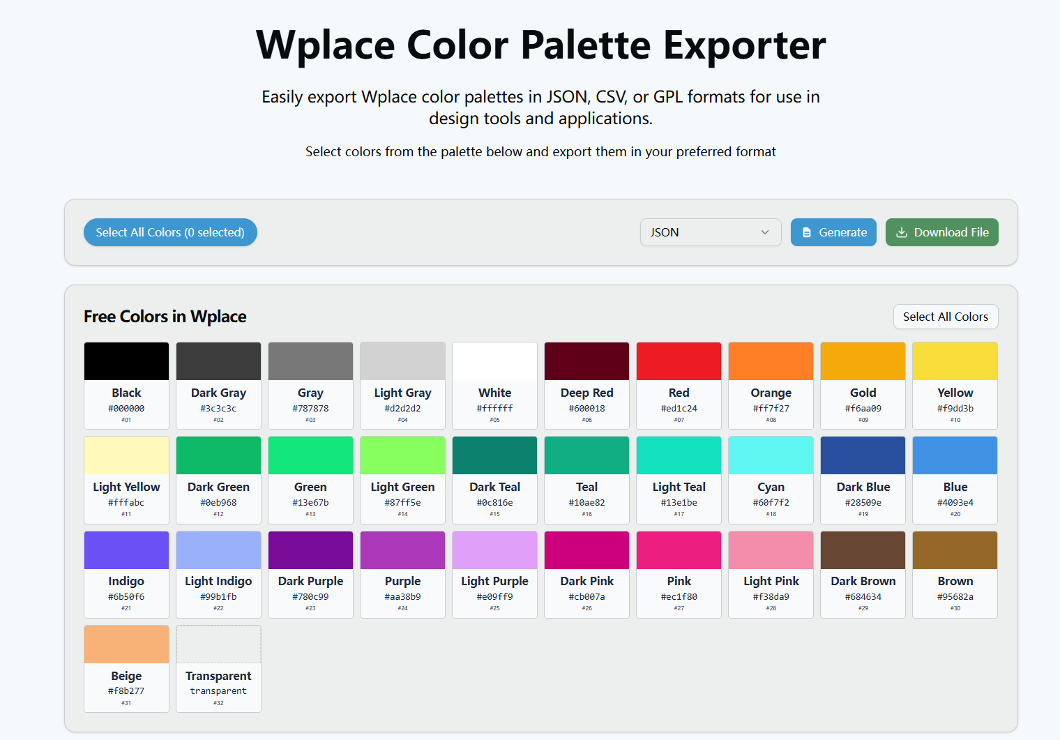 Wplace 调色板导出器
